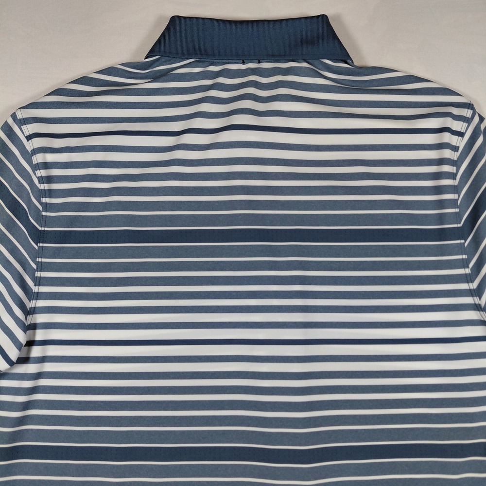 Nike Golf Mens Dri-Fit RSU Tiger Logo Striped Polo Shirt Blue White Size M - Picture 7 of 11